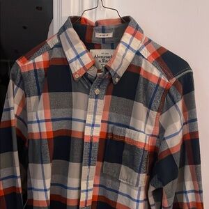 Abercrombie & Fitch Men's Plaid Shirt - Red, Blue, White